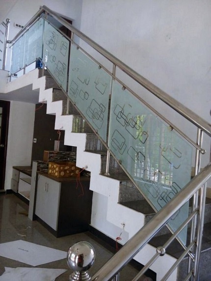 Steel Glass Grill Design For Stairs