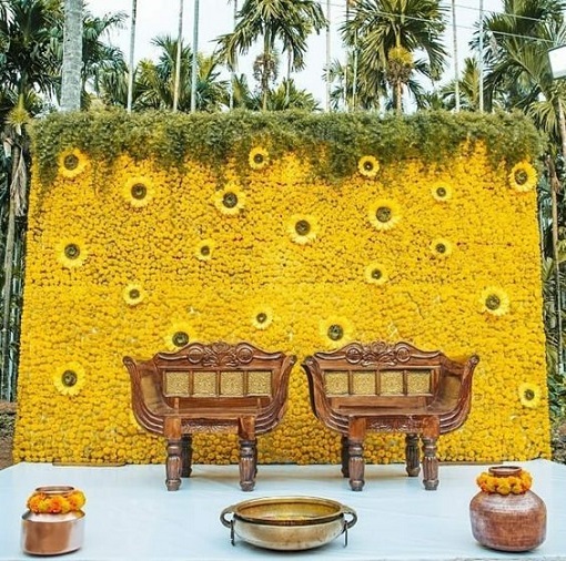 Sunflower Theme Haldi Decoration