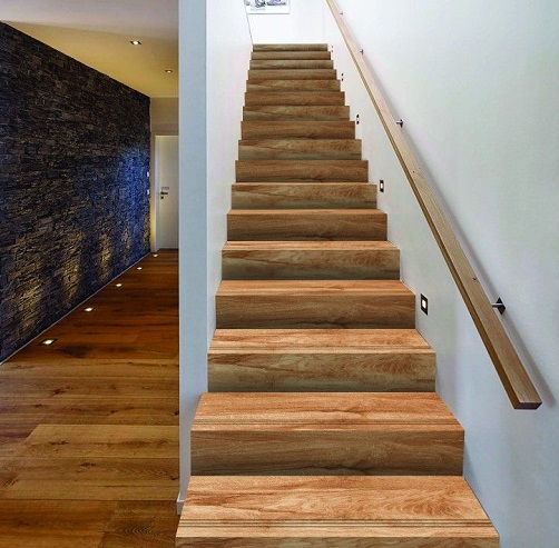 Wooden Tiles Stairs Design