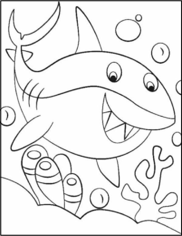 Easy Shark Coloring Page