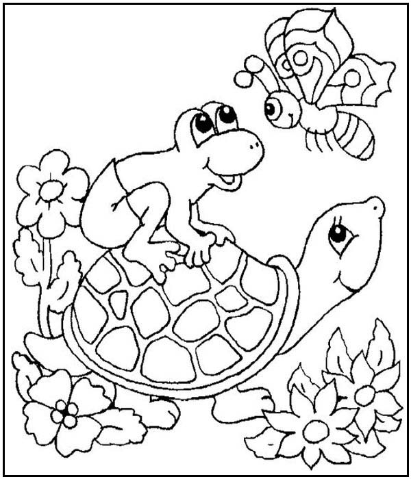 Frog And Turtle Coloring 