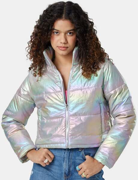 Rainbow Metallic Puffer Jacket