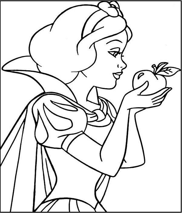 Snow White Apple Coloring Image