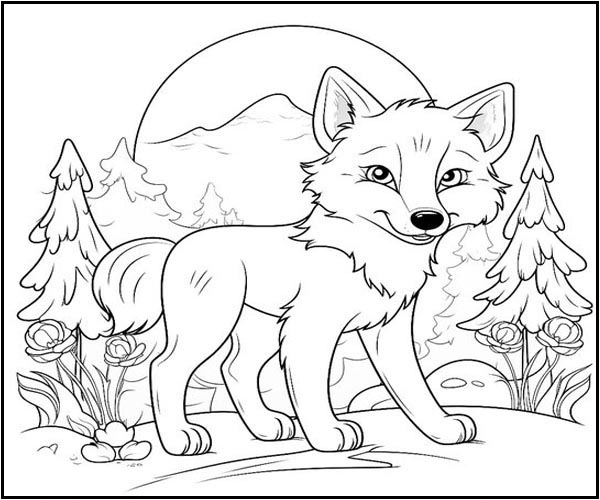 Wolf Pup Coloring Page