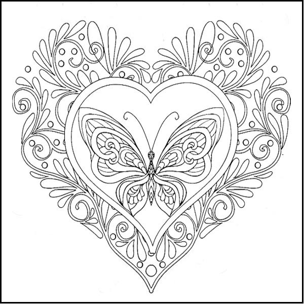 Free Printable Butterfly Heart Coloring