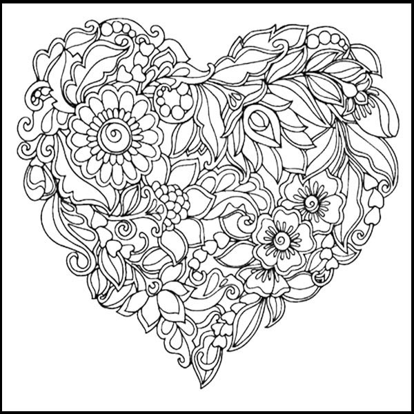 Flower Heart Coloring Page