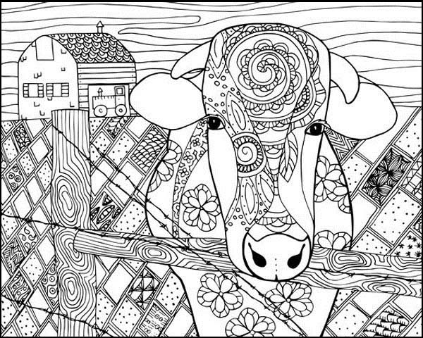 Mandala Cow Coloring Page