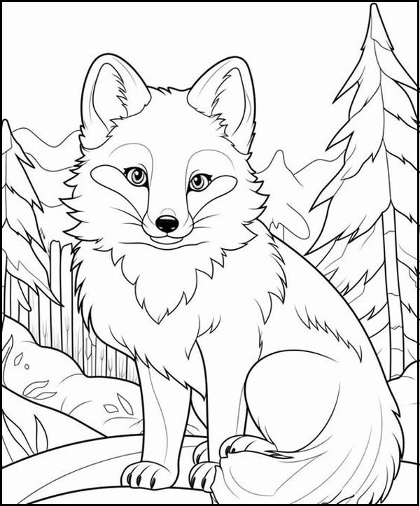 Arctic Fox Coloring Page 