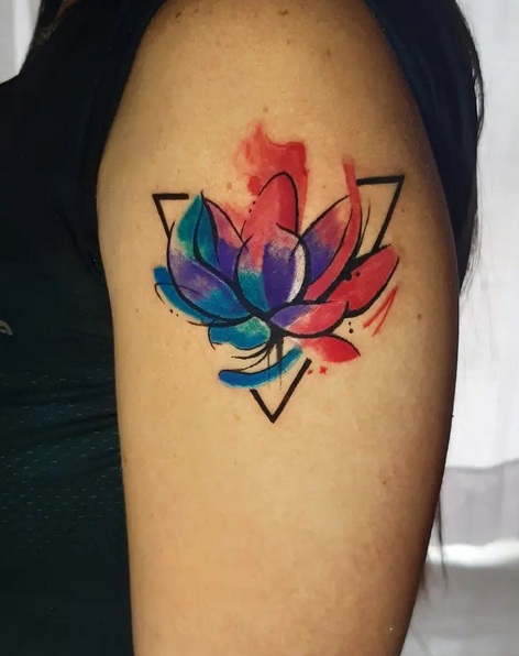 Colourful Triangle Shoulder Tattoo