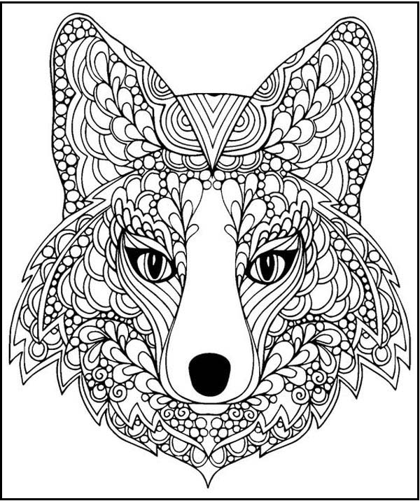 Fox Head Coloring Sheet
