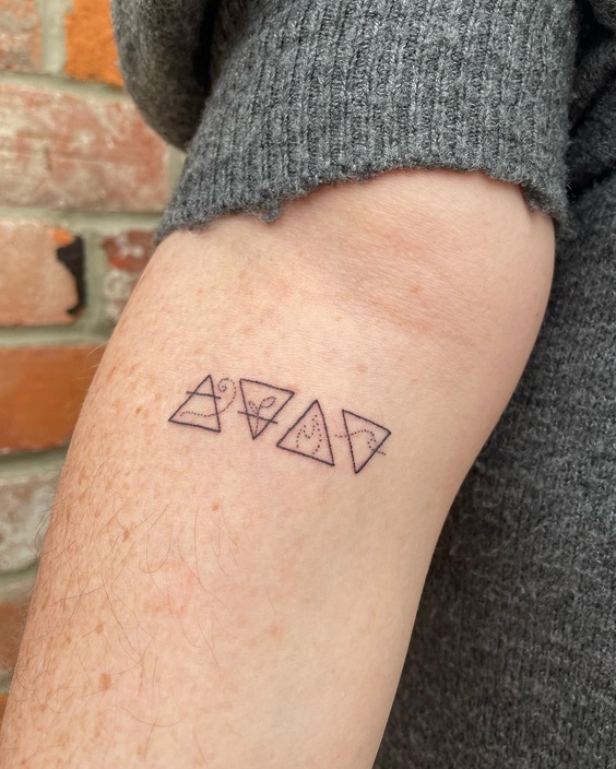 Triangle Forearm Tattoo With Elements