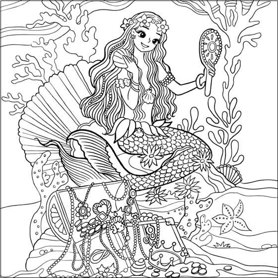 Fancy Mermaid Coloring
