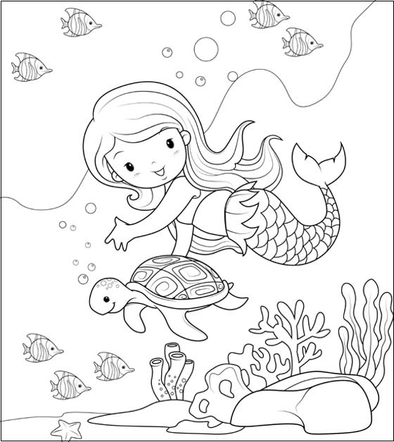 Lovable Mermaid Coloring