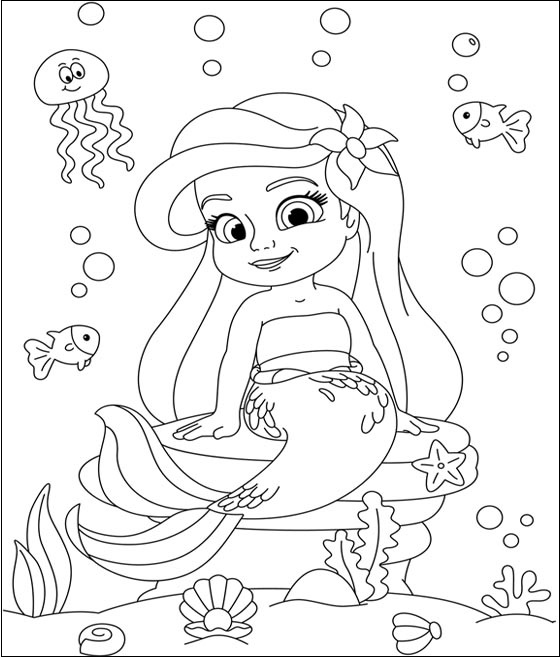 Ariel Mermaid Coloring Sheet