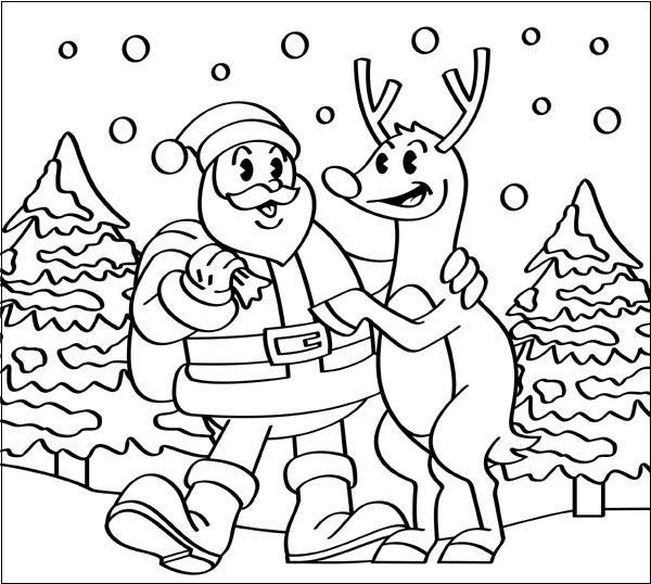 Rudolph And Santa Coloring