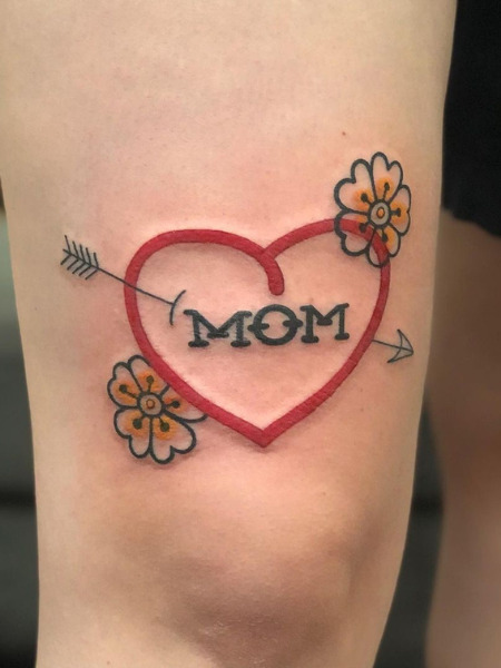 Red Heart Mom Tattoo