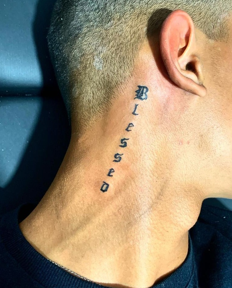 Blessed Tattoo Ideas On The Neck