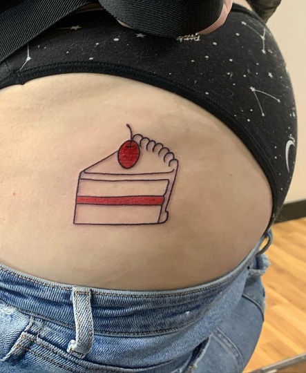 Cake Slice With A Cherry On Top Butt Tattoo