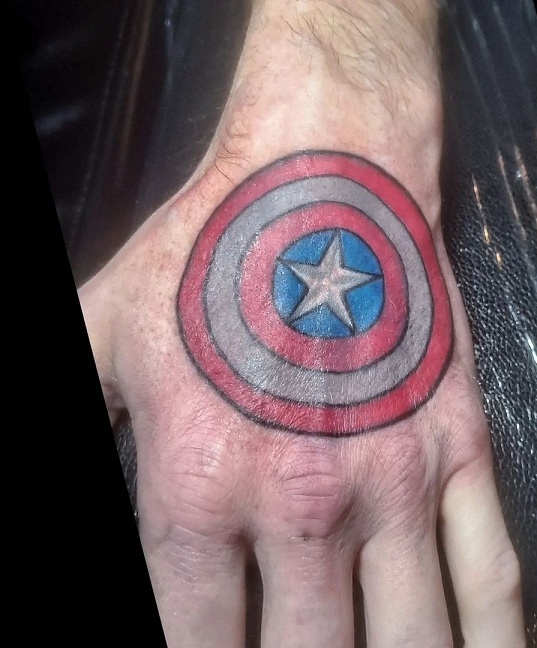 Captain America Shield Hand Tattoo