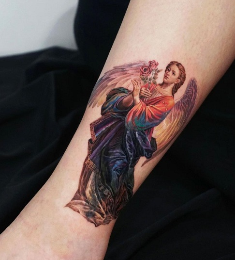 Colourful Warrior Catholic Tattoo