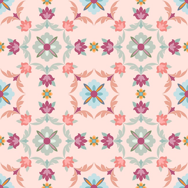 Coordinated Flower Tile Designs In Pink