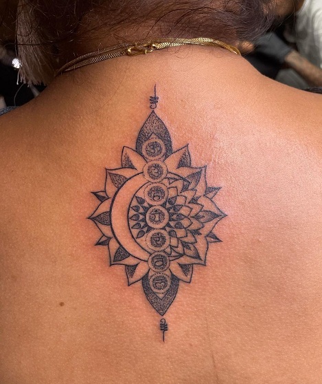 Detailed Chakra Back Tattoo