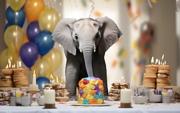 Elephant Themed Birthday Decoration For First Birthday