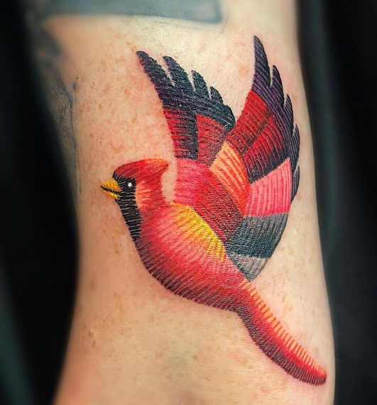 Embroidered Cardinal Tattoo