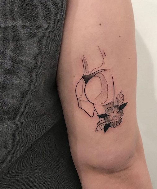Floral Butt Tattoo On The Arm