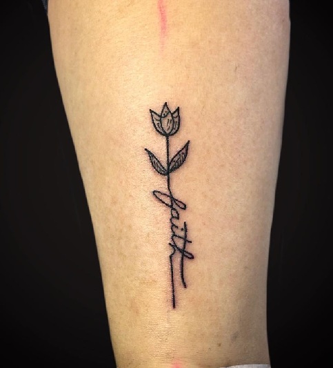 Floral Faith Tattoo On Hand