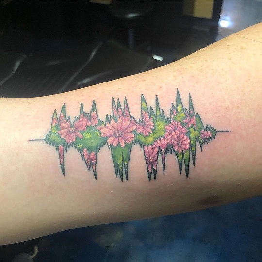 Floral Soundwave Tattoo Design