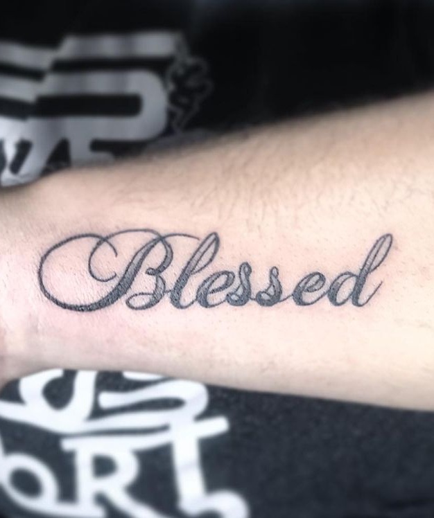 Gorgeous Blessed Tattoo On The Arm