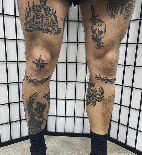 Patchwork Tattoo Designs On The Legs