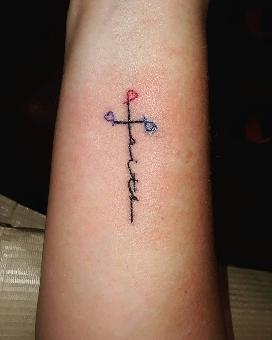 Quirky Faith Tattoos With Colourful Hearts