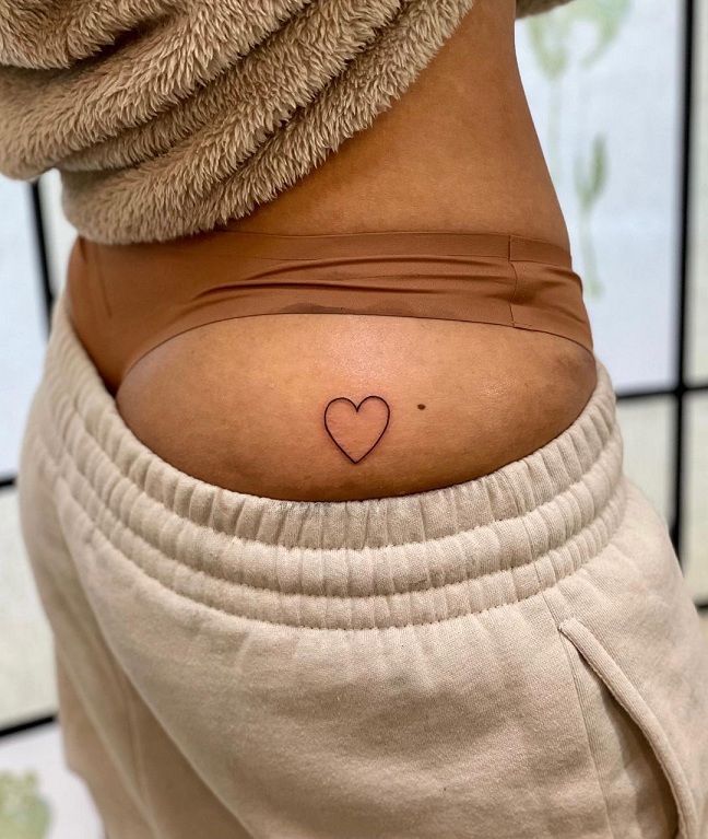 Simple Heart Butt Tattoo