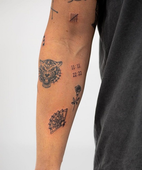 Small Patchwork Tattoos On The Forearm