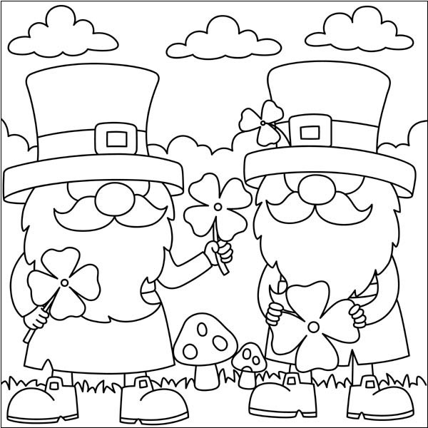 St Patrick's Day Gnome Coloring Page