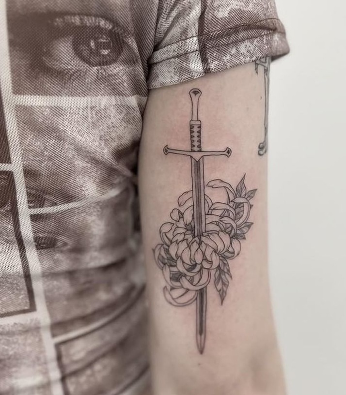 Sword tattoo by Yash @inkspiredyash @skinmachinetattoo . #swordtattoo  #inked #skinmachinetattoo #art #finework | Instagram