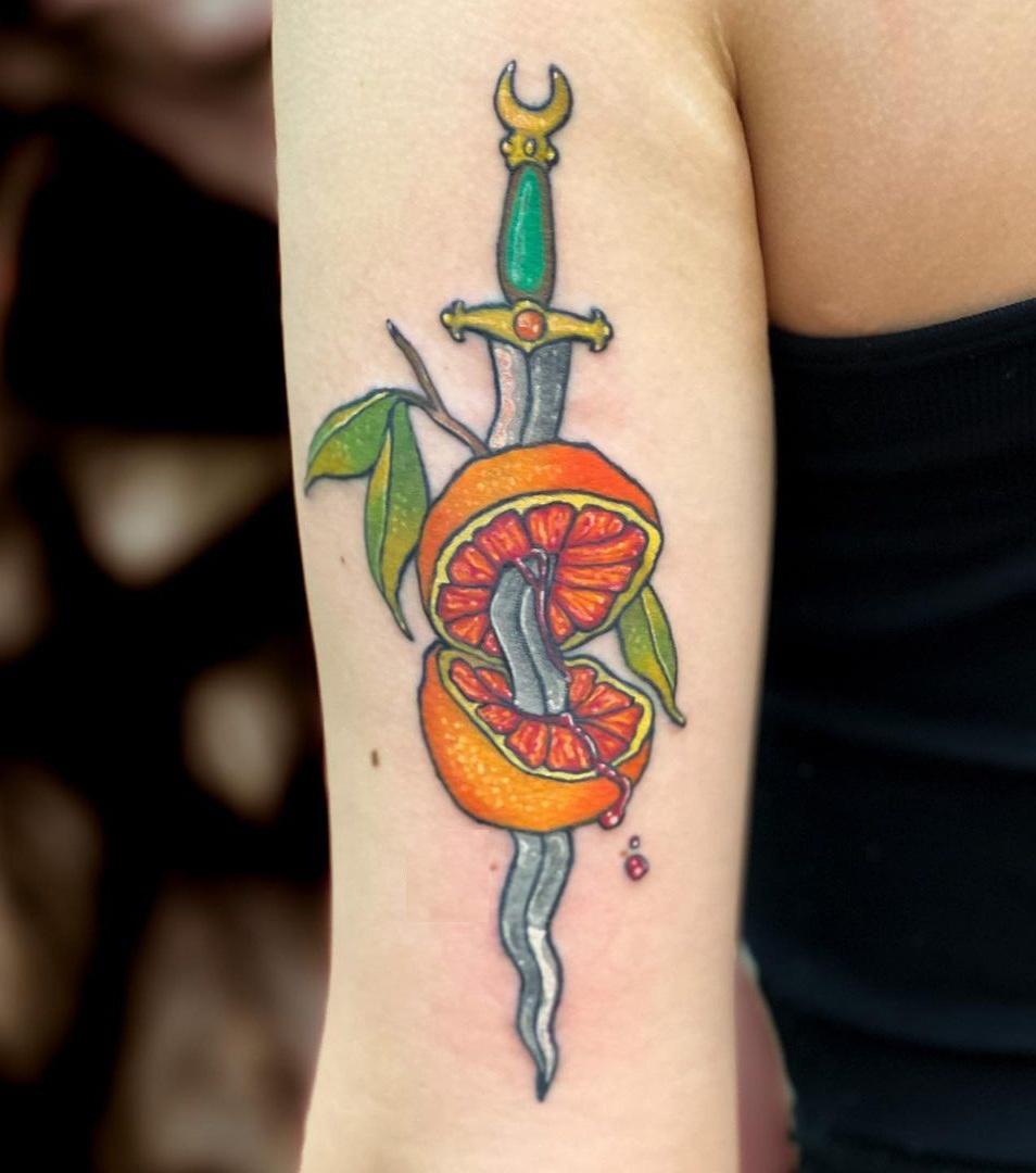 Sword Through A Fruit Tattoo