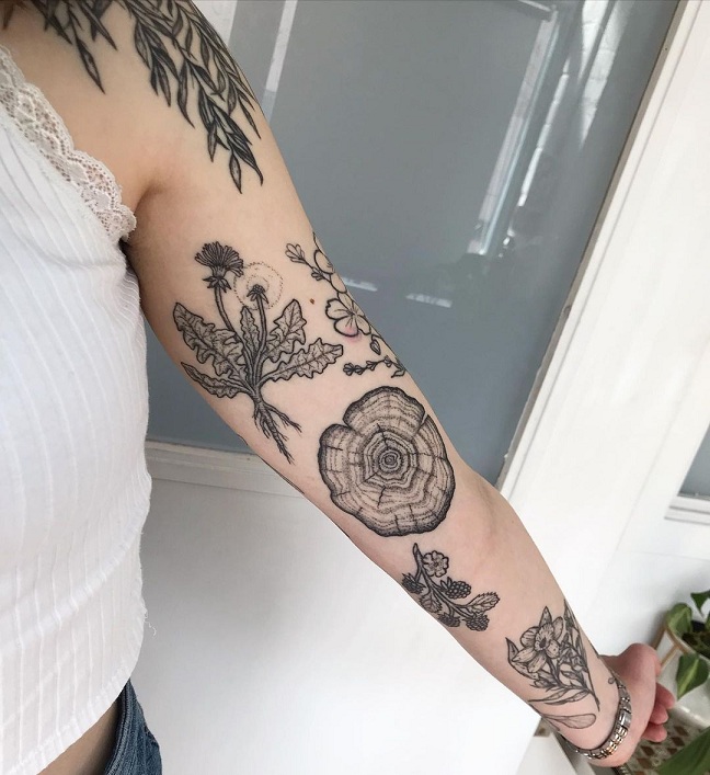 Unique Patchwork Tattoo Sleeve