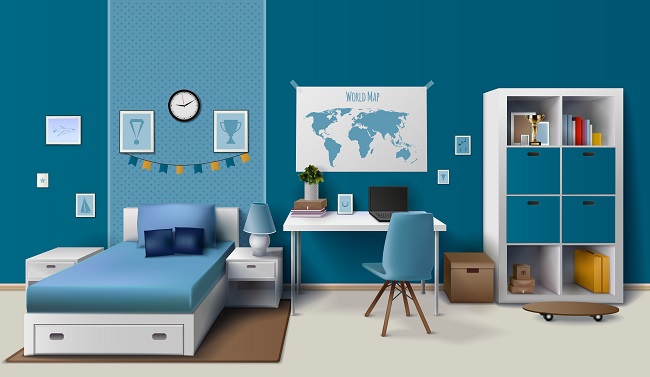 Teen Boy Room Interior Realistic Image