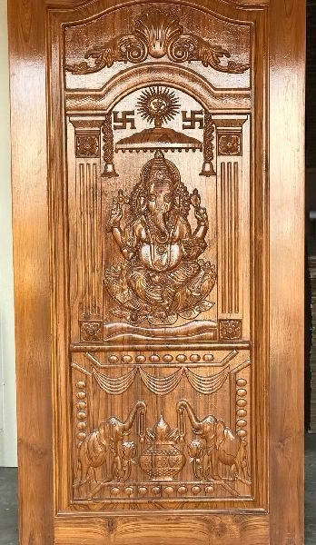 Teak Wood Main Door Designs With Ganesh