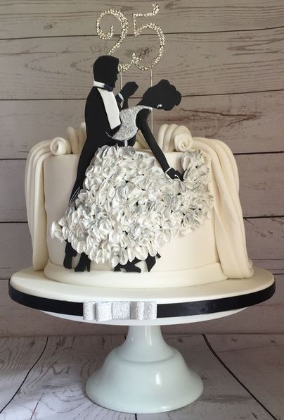 Custom Silver Anniversary Wedding Cake