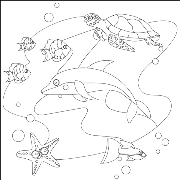Dolphin And Turtle Coloring Page