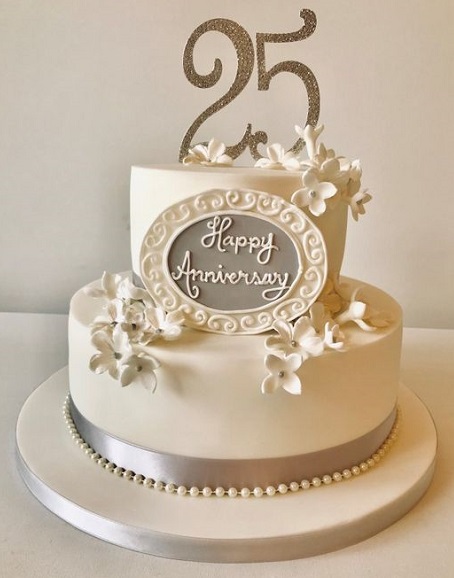 Elegant Cake For 25th Anniversary