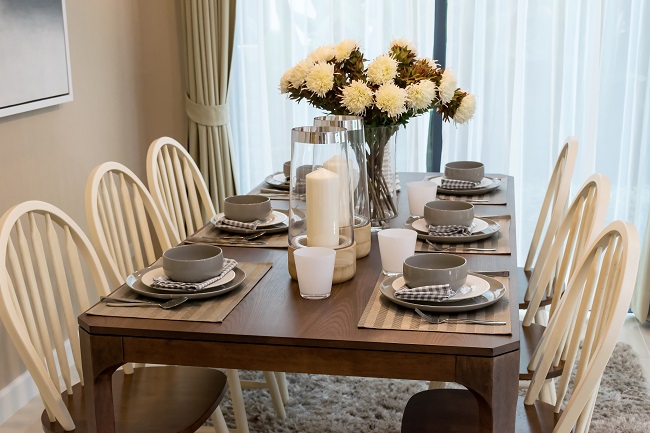 Family Meals at the Wooden Dining Table
