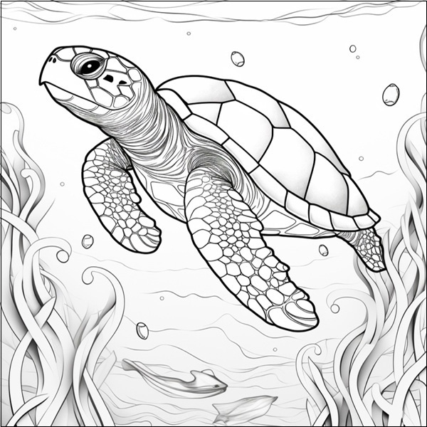 Sea Turtle Color Drawing