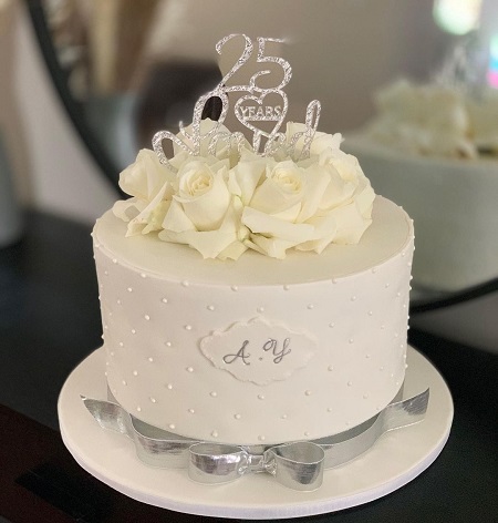 Simple 25th Wedding Anniversary Cake Design