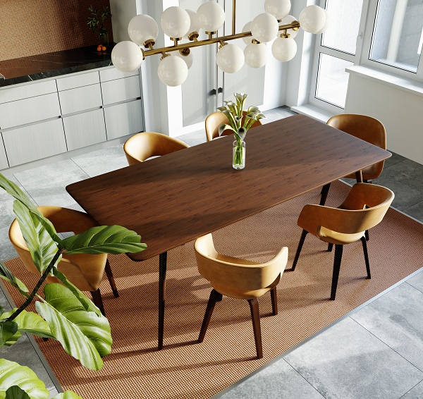 Sleek Wooden Top Dining Table