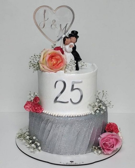 Two Tier Cake For 25th Anniversary